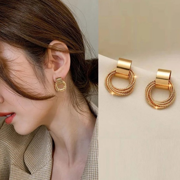 Anthropologie Gold Hoops - Picture 4 of 8